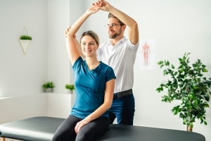 Woman undergoing physical therapy